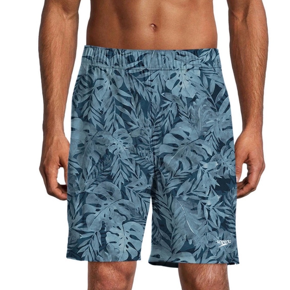 Speedo Hawaiian Floral Print Lined Tie Waist Swim Trunks Board Shorts Mens L